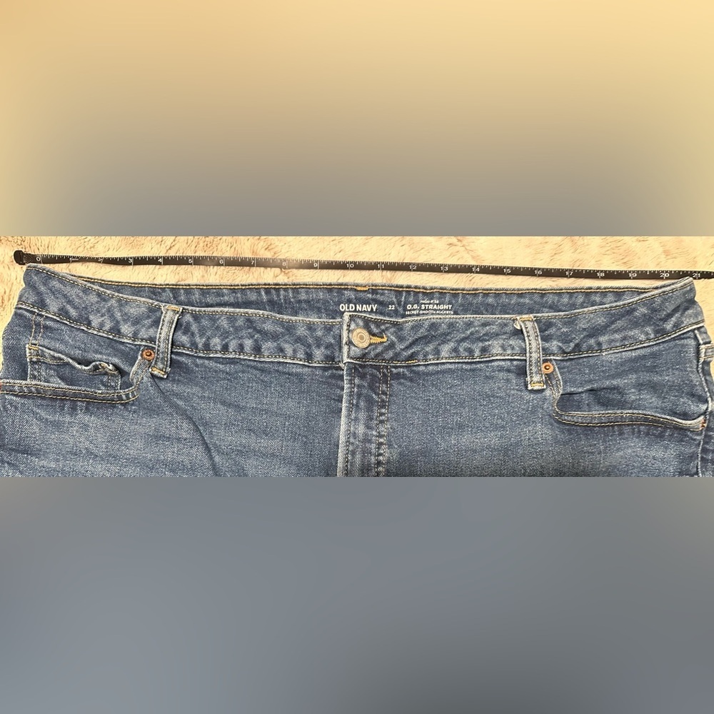 Old Navy Blue Hi-Rise O.G. Straight Cuffed Jean Shorts - Picture 2 of 9